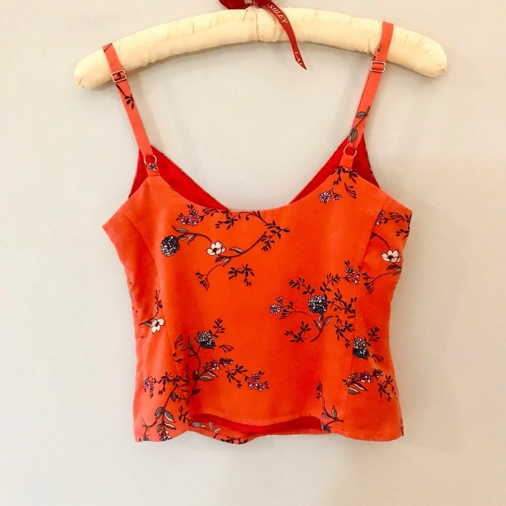 Anthropologie Honey Bunch Floral Orange Camisole Top - Picture 2 of 10